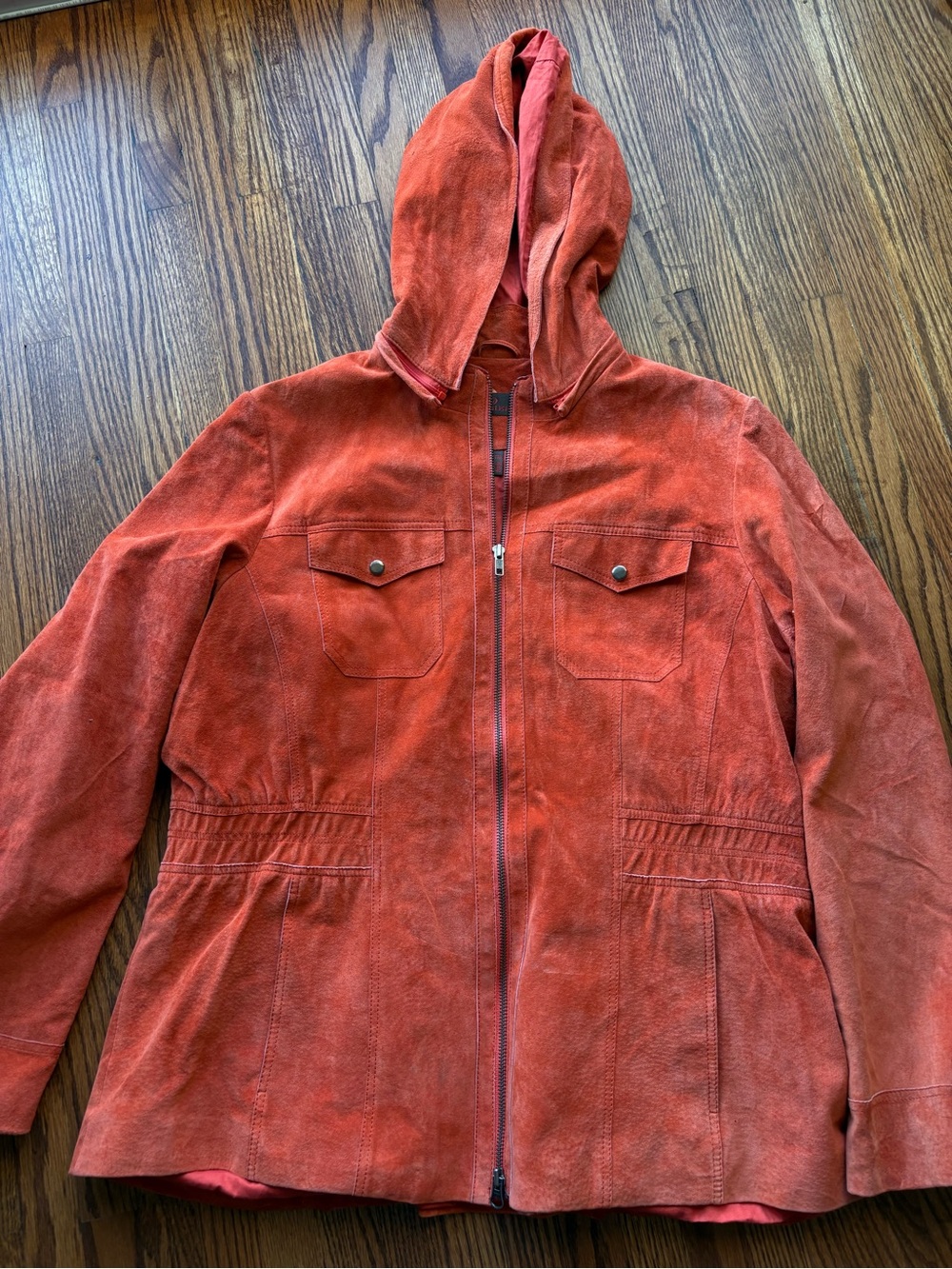 Danier Orange leather Hooded Utility Jacket - Picture 2 of 14